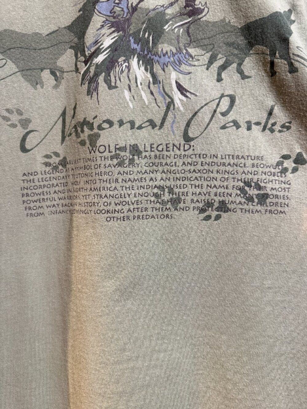 PRICE FIRM Vintage National Park Gear Graphic Wolf Animal Cotton T Shirt Tee XL - Picture 4 of 7